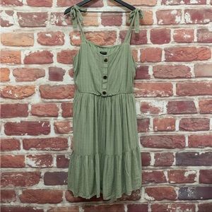 TORRID WOMEN'S OLIVE GREEN PLAID TIE SHOULDER PULLOVER SLEEVELESS DRESS